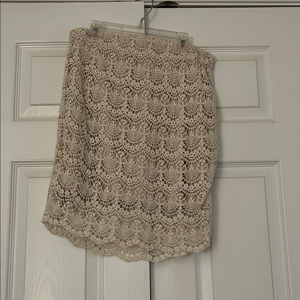 Forever 21 Elegant Cream Lace Skirt